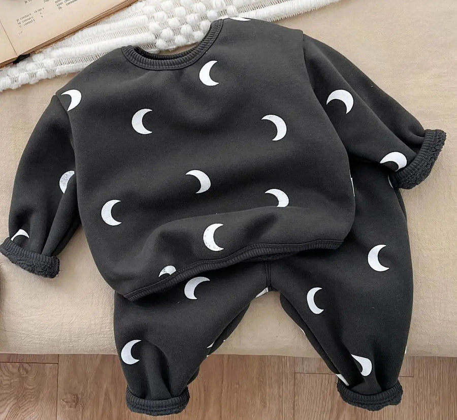Cozy Moon Baby Plus Velvet Sweatshirt Set