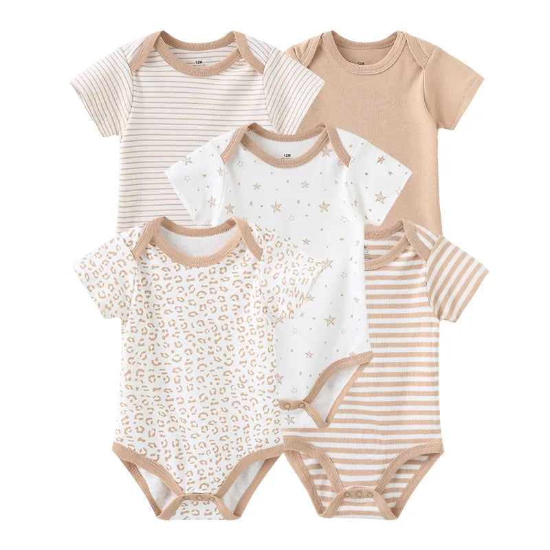 5 PCS Newborn Short Sleeve Bodysuits